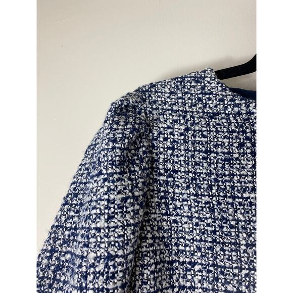NWT KATE SPADE JACKET 4 BLAZER BLUE TWEED PUFF LONG SLEEVE CROPPED OFFICE MATURE - Picture 10 of 16